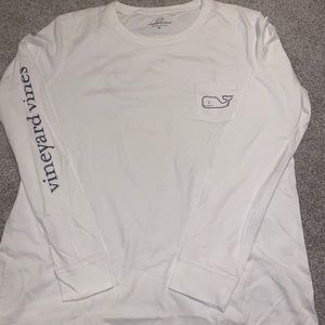 Womens XL White Vineyard Vines Cotton Long Sleeve Logo Tshirt